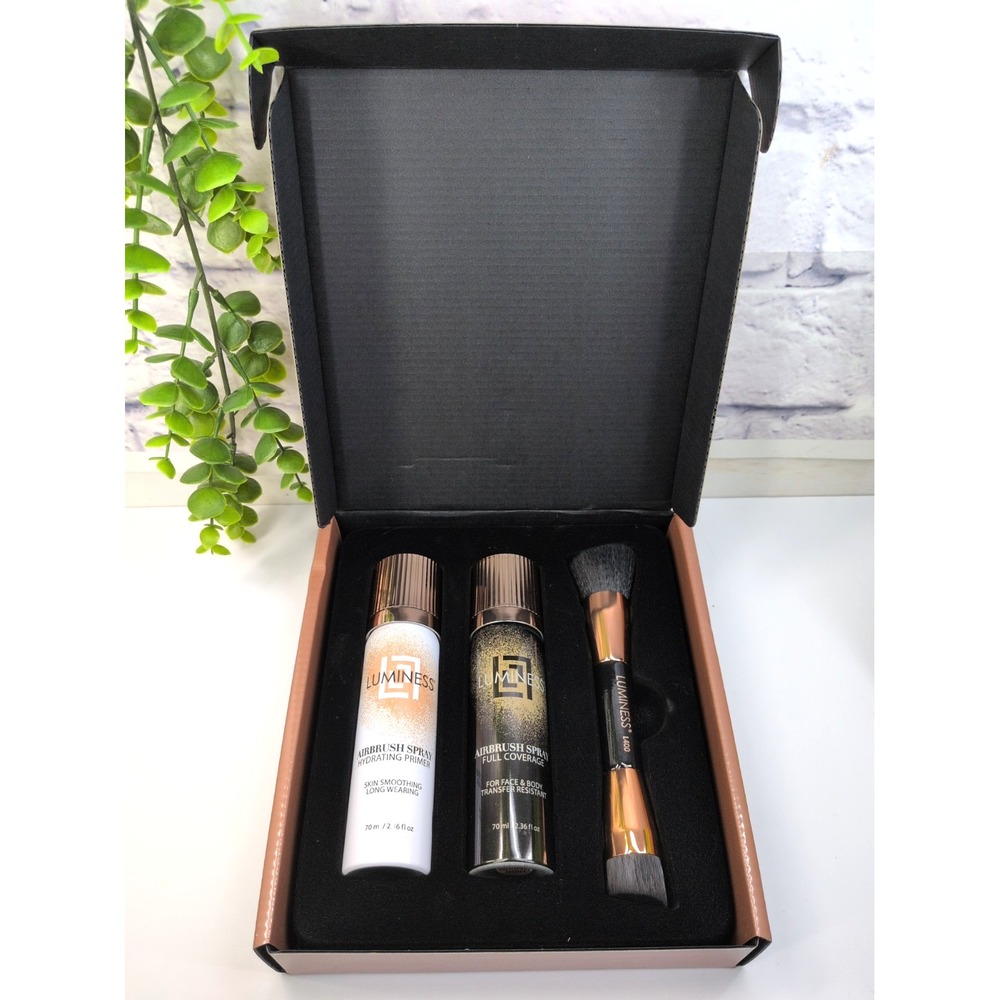 NIB☀️Luminess Airbrush Spray Full Coverage Foundation Starter Kit Dual End Brush